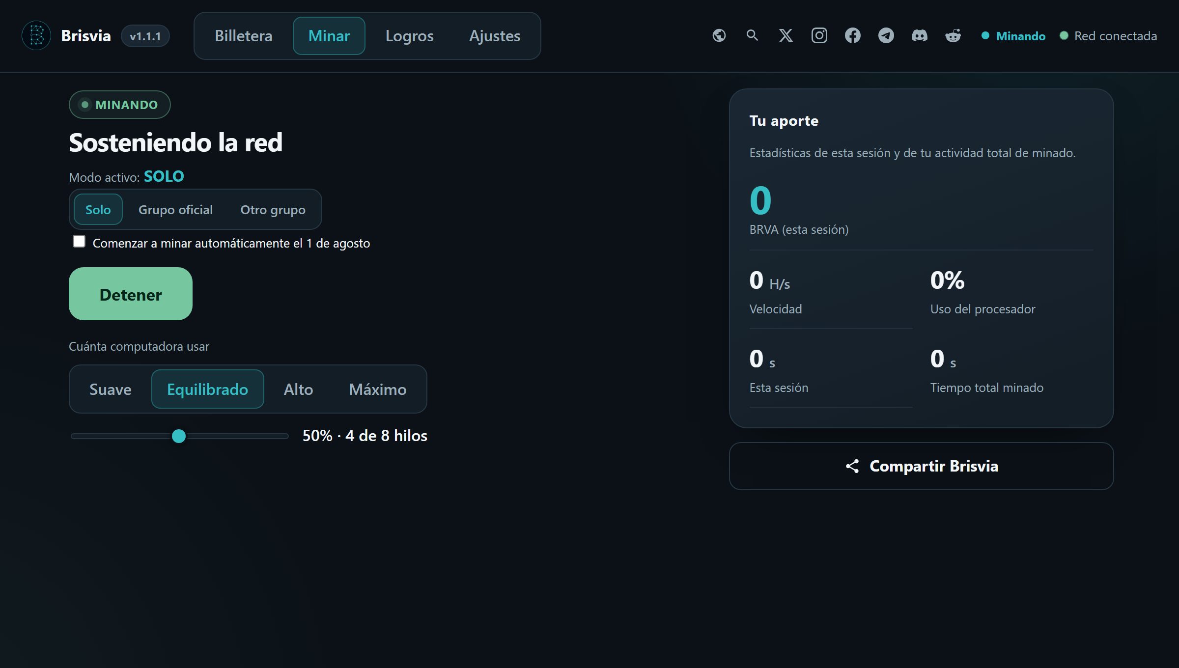 Brisvia mining screen