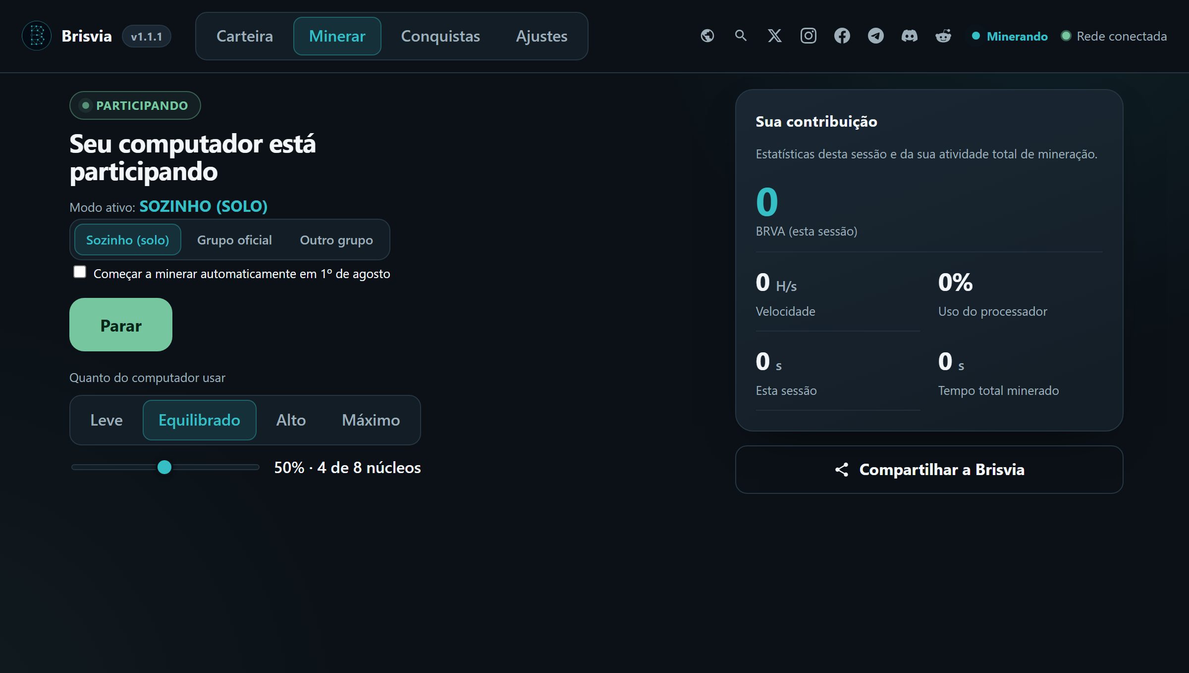 Brisvia mining screen