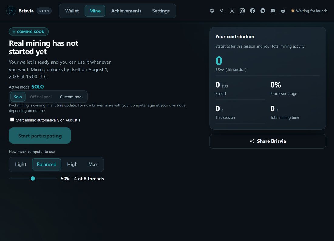 Brisvia mining screen
